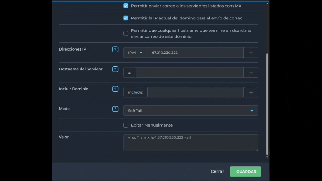 Enrutamiento al Mail Relay Server de tuhost